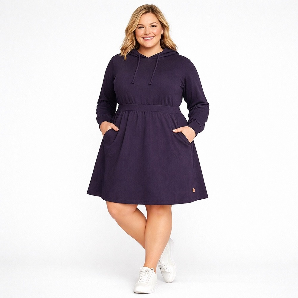 Livi for Lane Bryant Purple Hoodie Dress Size 14‎ 16 Long Sleeve Pockets